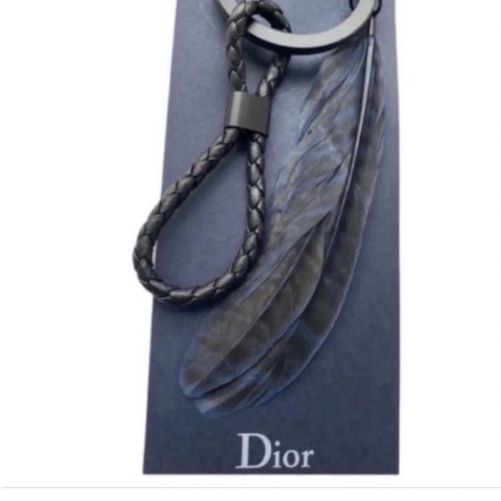 DIOR SAUVAGE Leather Braid Feather Keychain